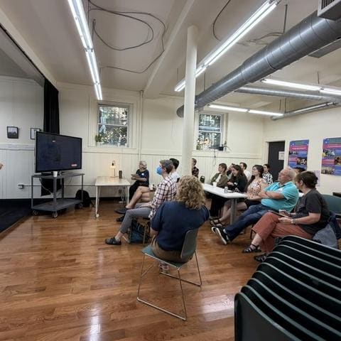 A wide view of the room during a session